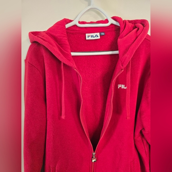 FILA COTTON HOODIE SWEATSHIRT Deep Red Cherry  Full-Zip Size XXL - Picture 7 of 8